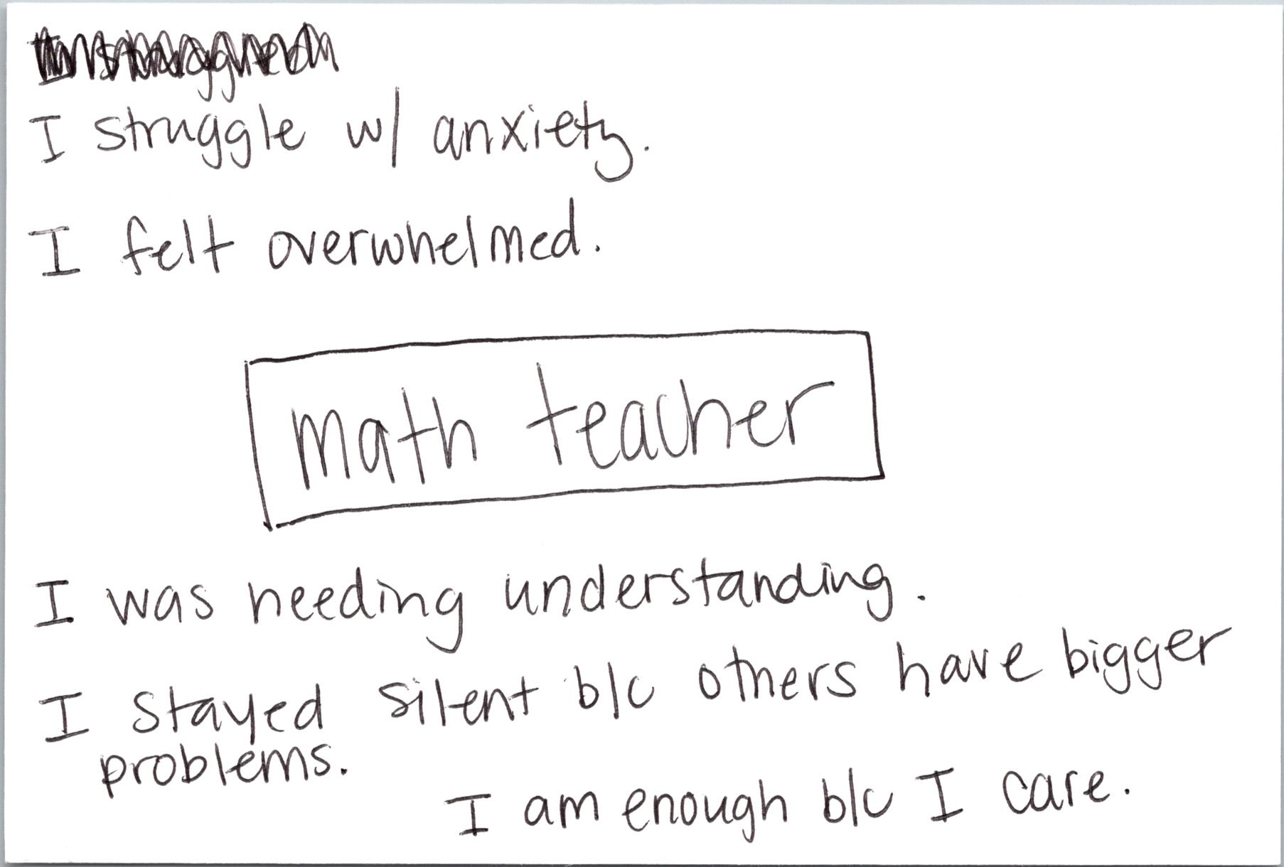 Handwritten notecard