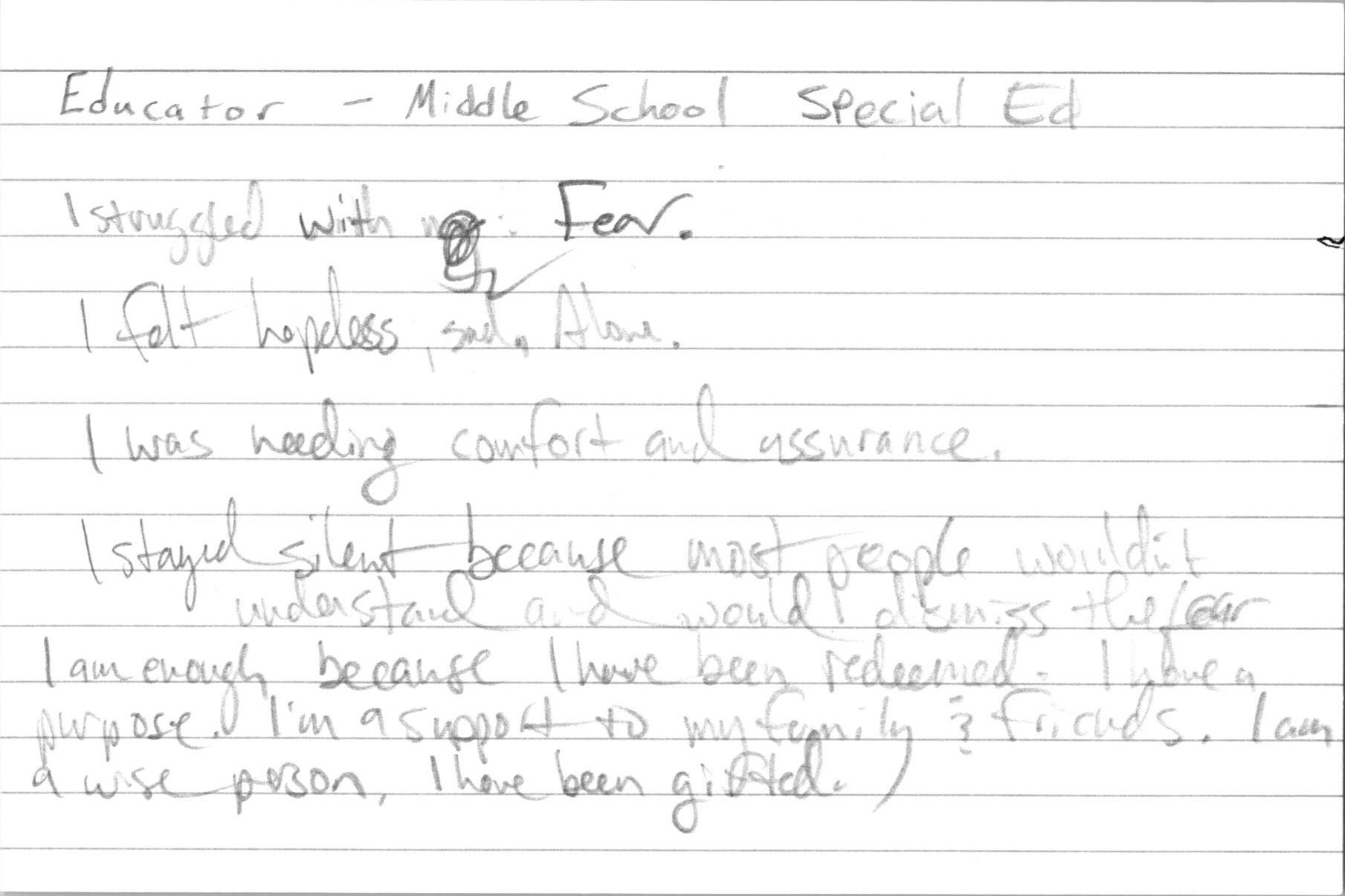 Handwritten notecard